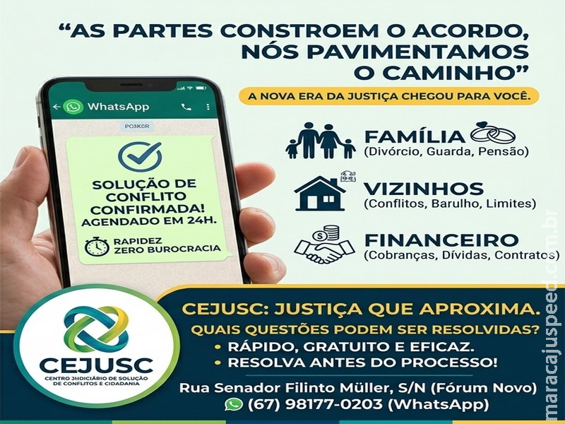Justiça sem espera: CEJUSC Maracaju resolve conflitos via WhatsApp com rapidez e zero burocracia