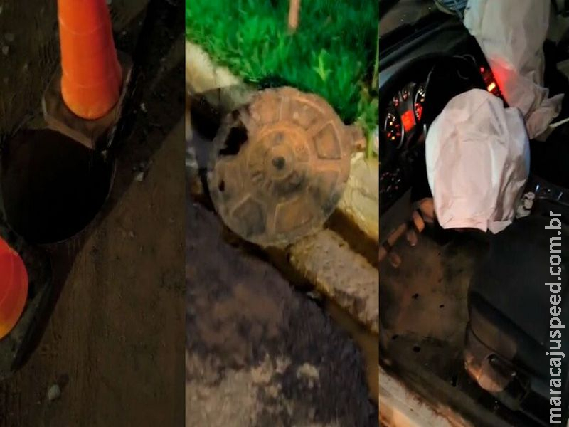 Motorista cai em bueiro aberto e relata ameaças ao cobrar Prefeitura de Campo Grande  