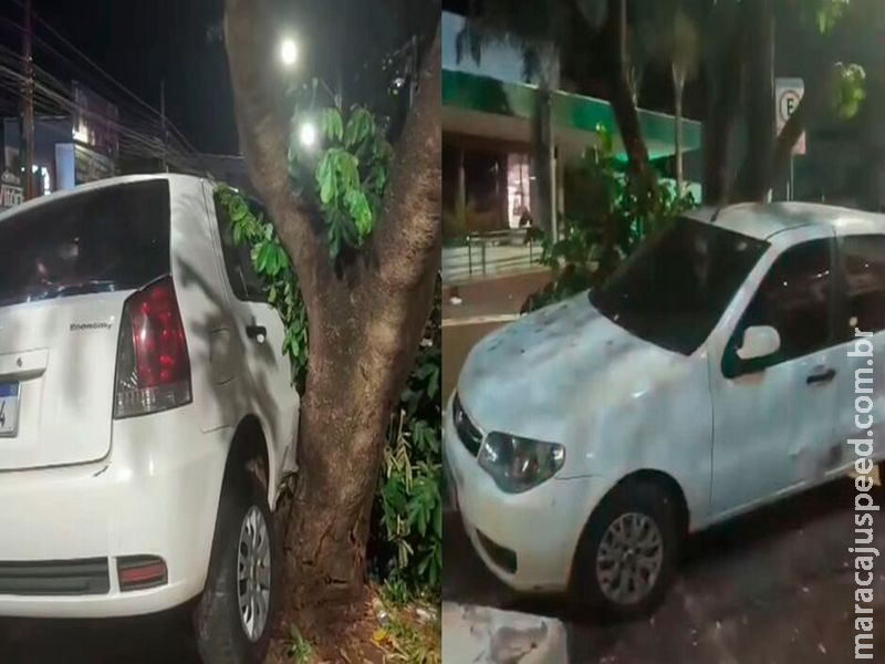 Motorista de caminhonete foge após bater em carro estacionado em Dourados 