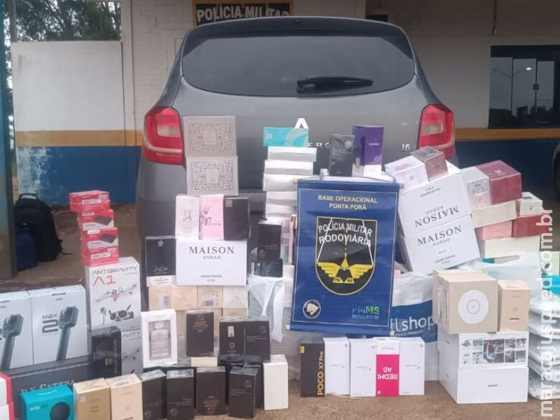Veículos são apreendidos com mais de R$ 200 mil em eletrônicos, pneus e perfumes
