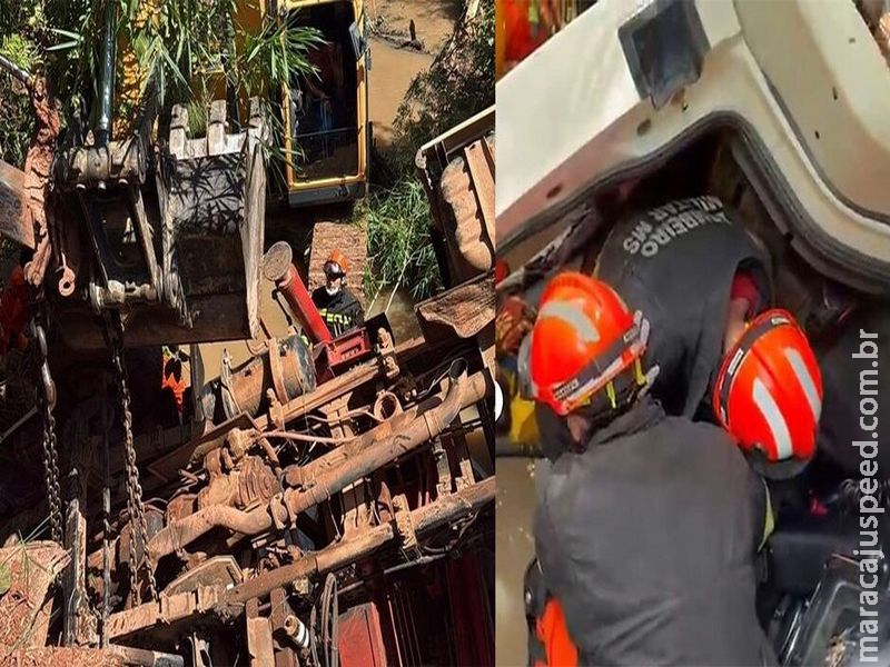 Vítima de acidente na zona rural de Coxim ficou seis horas presa às ferragens de caminhão  