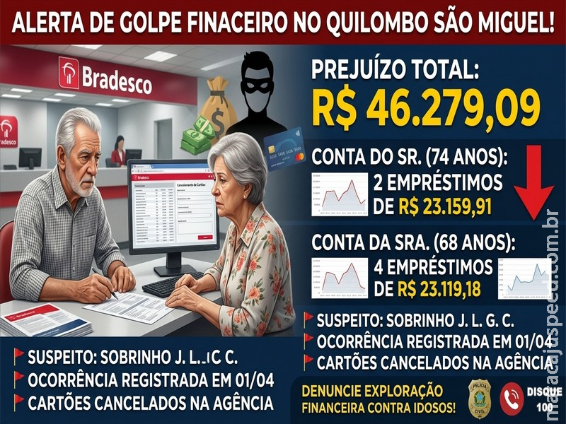 Golpe em Família: Sobrinho é acusado de desviar mais de R$ 46 mil de casal de idosos em Maracaju