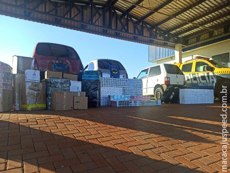 GOLPE NO CRIME: BPMRv apreende comboio com contrabando na MS-164 em Maracaju e causa prejuízo de R$ 156 mil