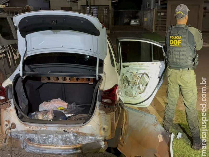 GOLPE NO TRÁFICO: DOF apreende droga avaliada em R$ 3,3 milhões escondida em fundo falso de Onix