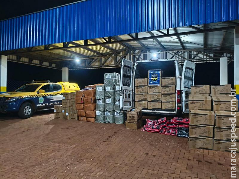 MARACAJU: BPMRv apreende carga de mercadorias paraguaias avaliada em quase R$ 180 mil na MS-162