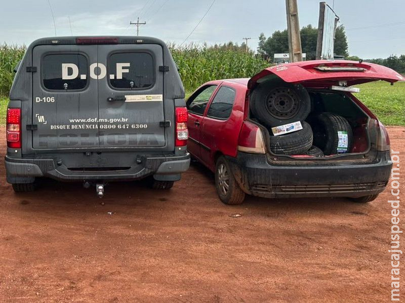MARACAJU: DOF apreende pneus e cigarros em bloqueio na MS-164