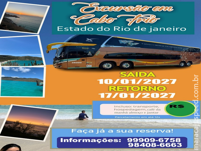 MARACAJU TURISMO: Excursão imperdível para Cabo Frio (RJ) abre vagas com pacotes 