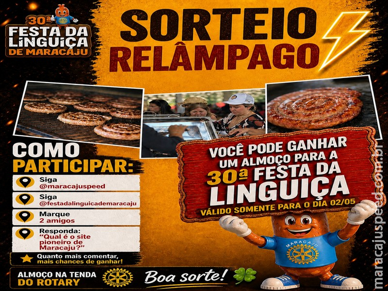 OPORTUNIDADE RELÂMPAGO: Ganhe um almoço para a 30ª Festa da Linguiça!