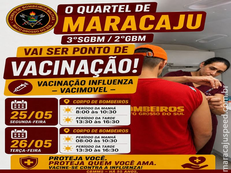 SAÚDE PÚBLICA MARACAJU: Vacimóvel estará no Corpo de Bombeiros na próxima segunda e terça-feira para vacinação contra a Influenza