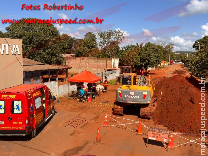 Trabalhador morre após desbarrancamento em obra de esgoto em Maracaju