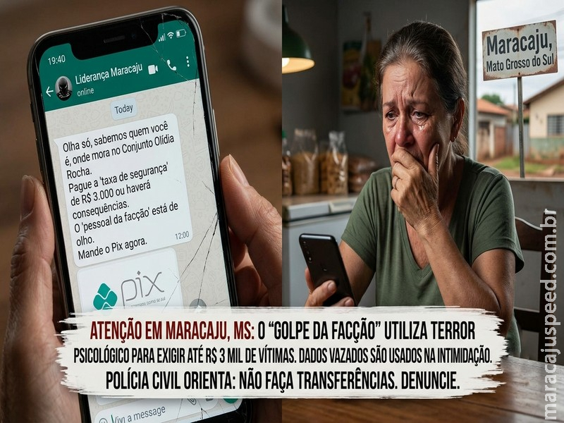 Golpe da facção: criminosos fazem ameaças e exigem até R$ 3 mil de vítimas em Maracaju