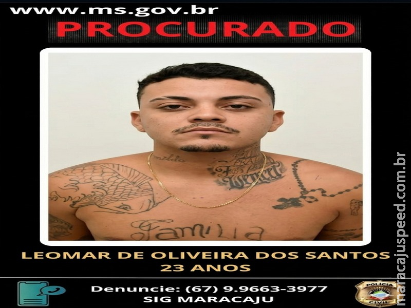Polícia Civil de Maracaju solicita auxílio para localizar foragido por Homicídio Qualificado