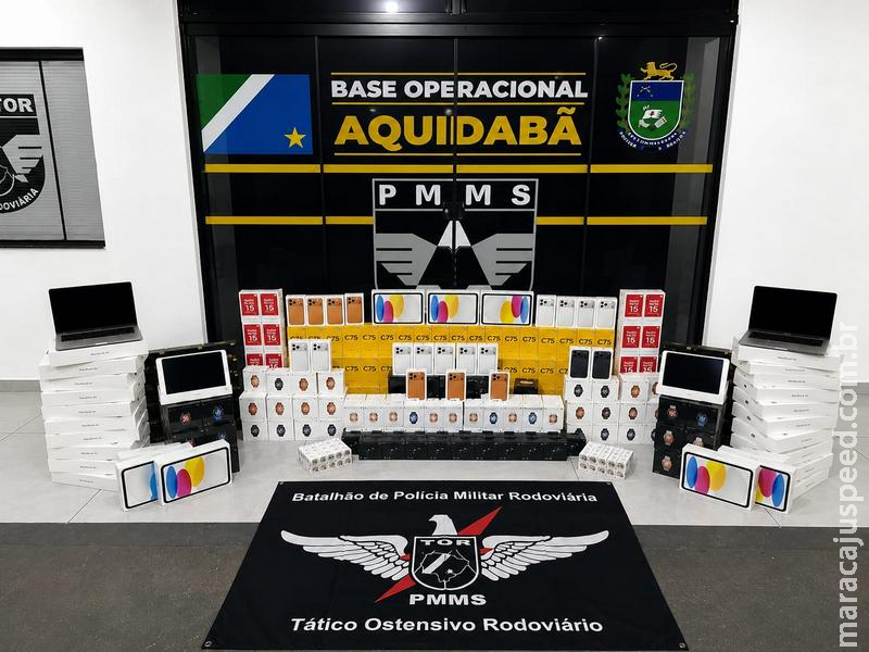 TOR apreende carga milionária de eletrônicos, remédios e cigarros na MS-164