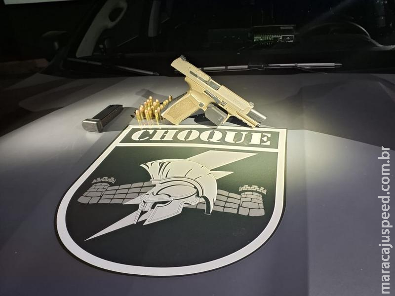 Batalhão de Choque prende homem com pistola 9mm em praça pública de Caarapó