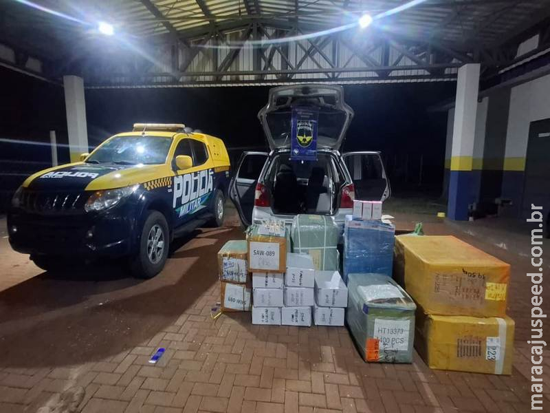 BPMRv apreende óculos, relógios e perfumes contrabandeados na MS-162 em Maracaju