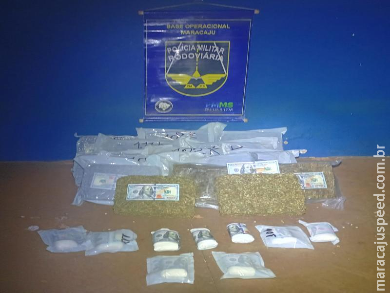 BPMRv prende jovens de 20 anos com R$ 168 mil em drogas na MS-162 em Maracaju