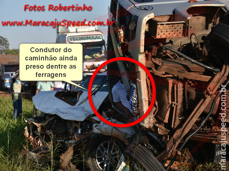 Falha no freio de caminhão causa colisão frontal com Hilux e mobiliza resgate na BR-267 em Maracaju