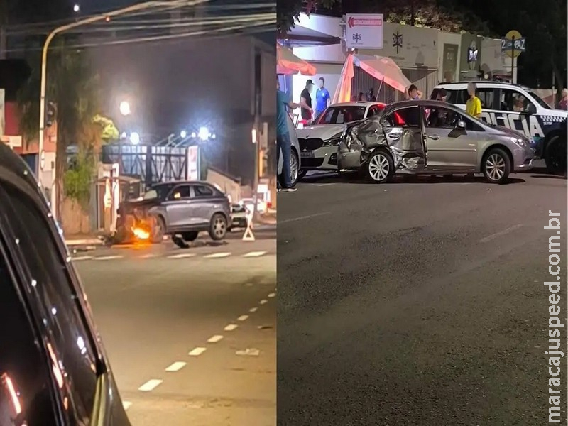 Motorista fura sinal e atinge vários carros na Antônio Maria Coelho