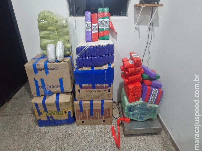 PM apreende mais de 250 kg de drogas em Parati abandonada na MS-379 em Laguna Carapã