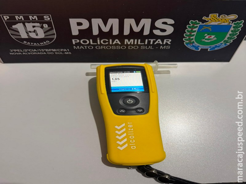 Polícia Militar prende motociclista embriagado e sem capacete em Nova Alvorada do Sul