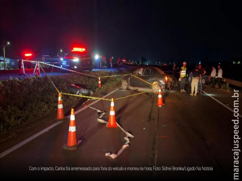 Acidente envolvendo 3 veículos deixa um morto e 4 feridos, entre eles uma criança, na BR-163