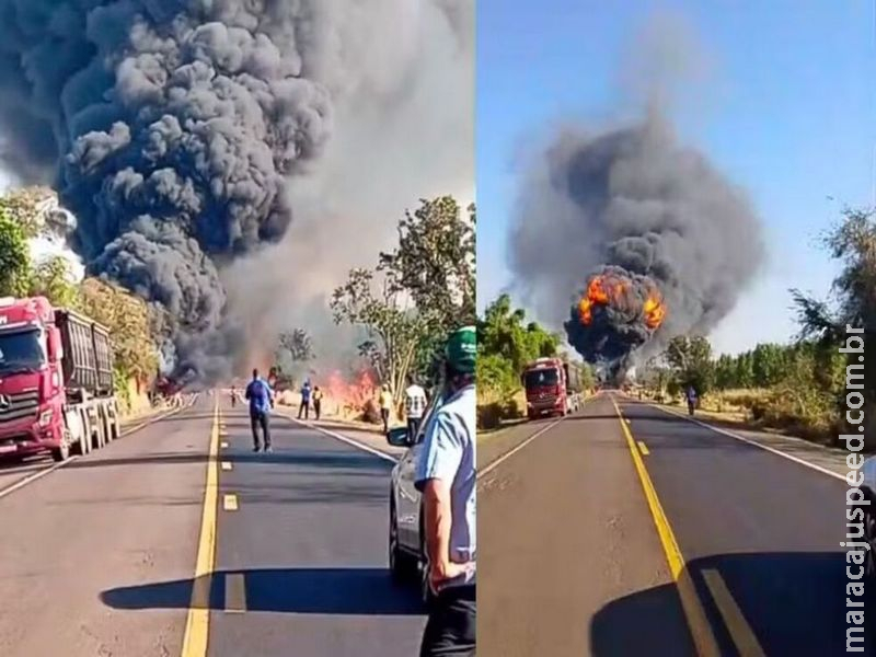 Acidente termina em explosão e deixa quatro mortos na BR-163 em MS
