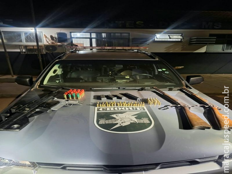 Batalhão de Choque apreende armas de fogo e munições em propriedade rural de Bandeirantes