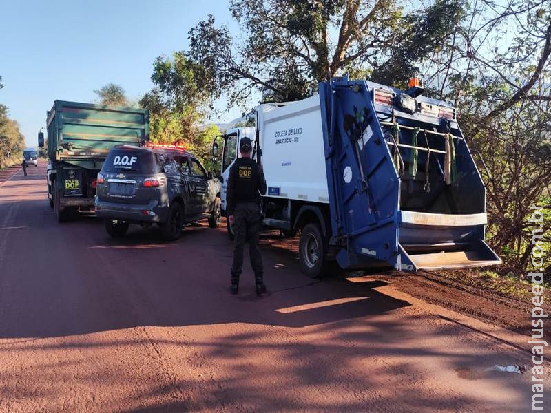 DOF recupera dois caminhões roubados de prefeitura e prende três homens em Corumbá