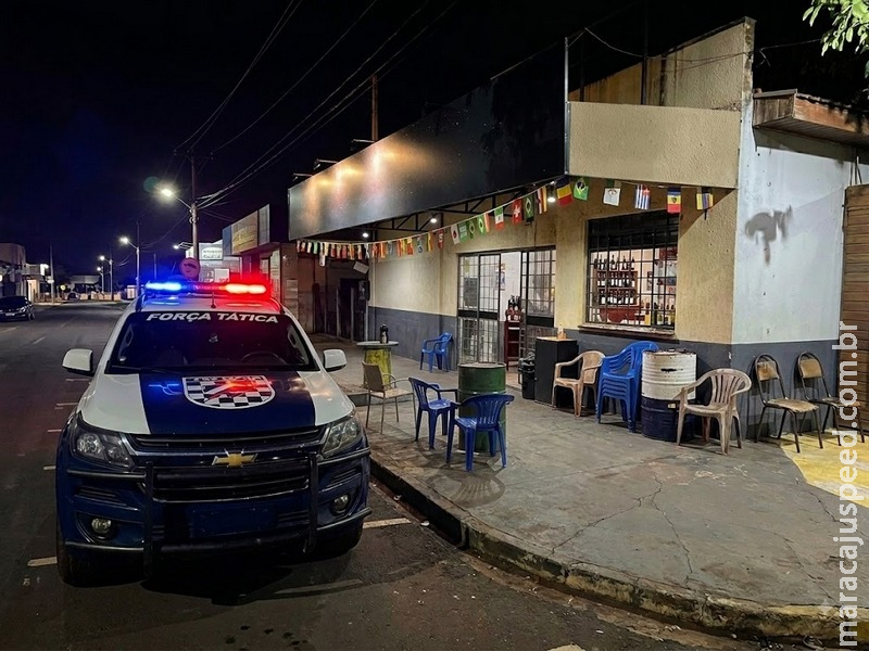 Força Tática flagra bar aberto fora do horário permitido e sem alvará regular no Bairro Paraguai, em Maracaju