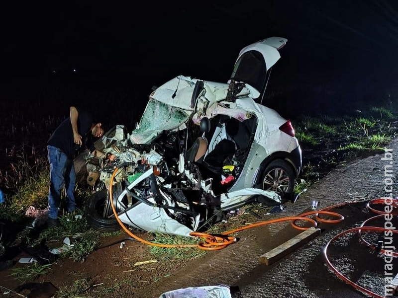 Colisão frontal com carreta na BR-267 deixa homem e adolescente mortos entre Rio Brilhante e Maracaju
