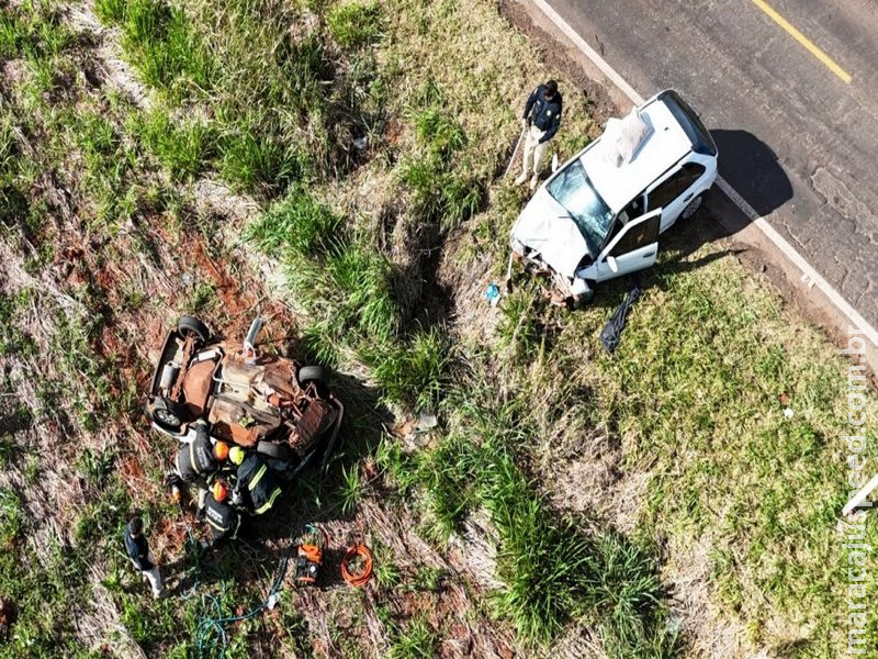 IVINHEMA: Acidente frontal na BR-376 deixa uma vítima fatal e cinco feridos, próximo a Amandina 