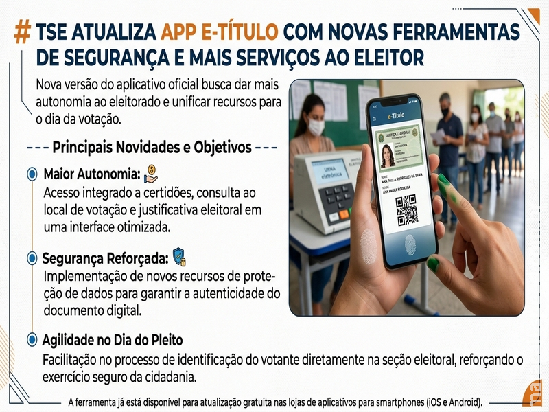 TSE atualiza app e-Título com novas ferramentas de segurança e mais serviços ao eleitor
