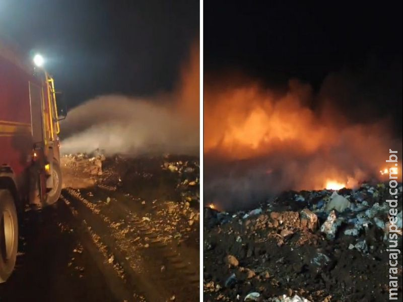 Bombeiros usam 15 mil litros de água para controlar incêndio no lixão de Corumbá