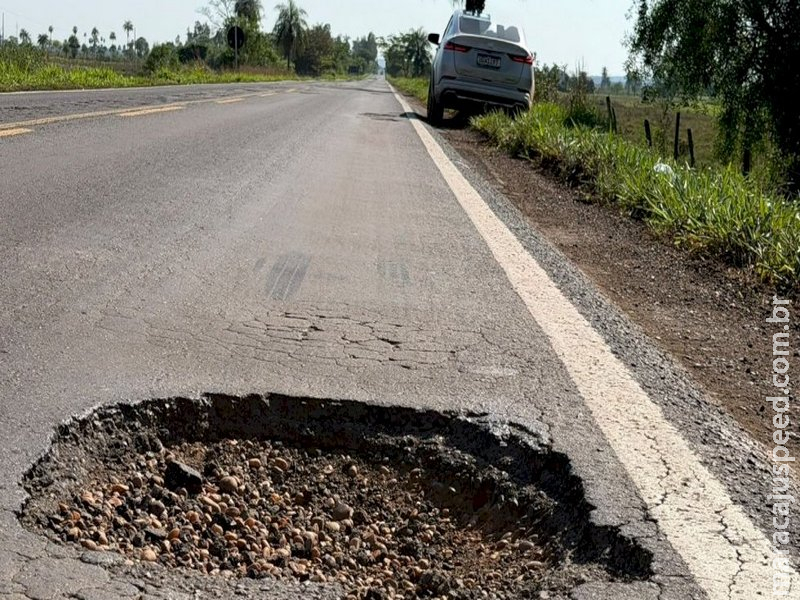 Buracos na BR-376 seguem causando prejuízos entre Nova Andradina e Ivinhema