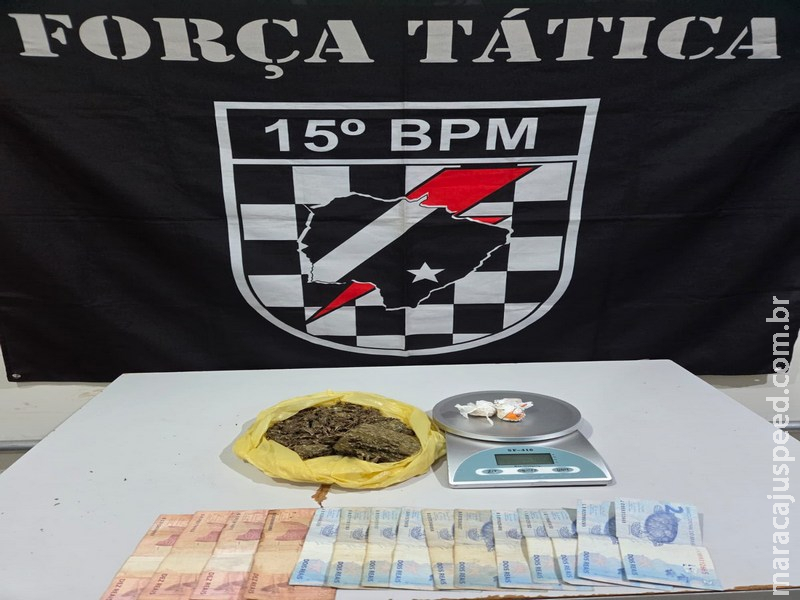 Força Tática prende jovem de 23 anos com maconha e crack no Conjunto Ilha Bela 2 em Maracaju