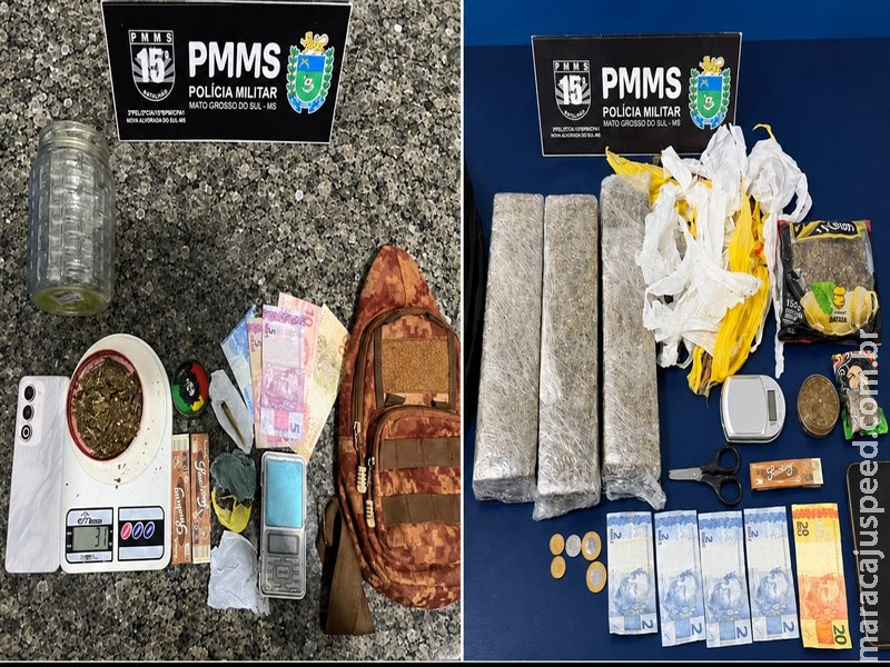 Polícia Militar desarticula pontos de tráfico e apreende mais de 3,3 kg de maconha em Nova Alvorada do Sul