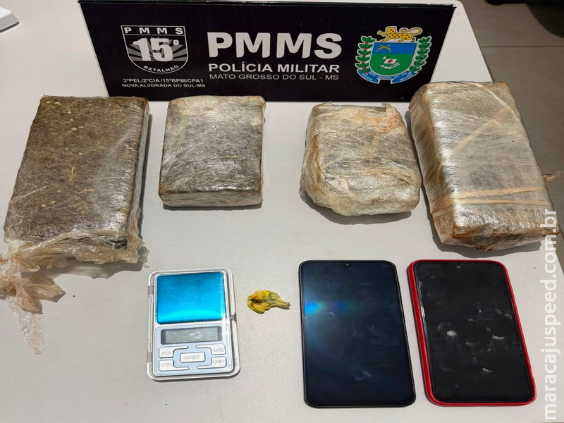 Polícia Militar prende dois jovens de 19 anos e apreende mais de 2,4 kg de drogas em Nova Alvorada do Sul