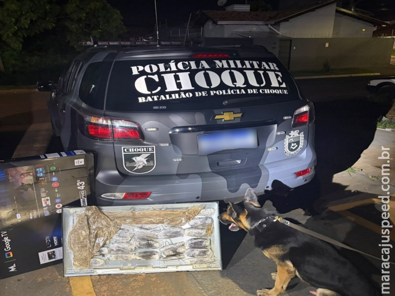 Batalhão de Choque intercepta Haxixe escondido em televisão na rodoviária de Campo Grande