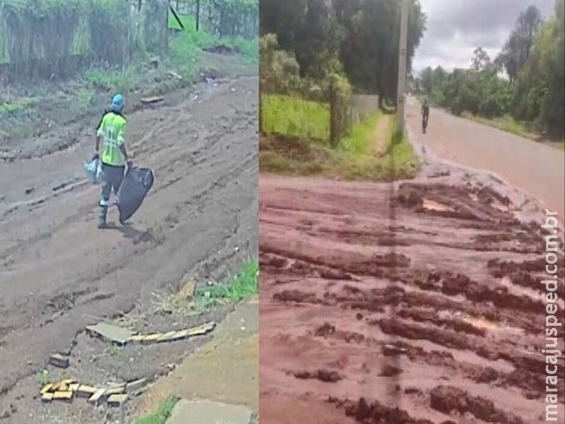 Caminhão da Solurb não consegue subir rua e coleta de lixo é feita a pé no Bosque das Araras (vídeo)