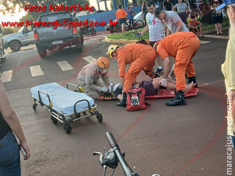 Colisão entre carro e motocicleta deixa jovem gravemente ferido no San Raphael em Maracaju