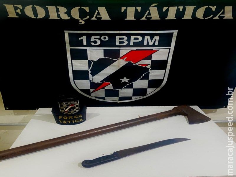 Conflito com facão e machado deixa mulher ferida e dois homens presos em Maracaju