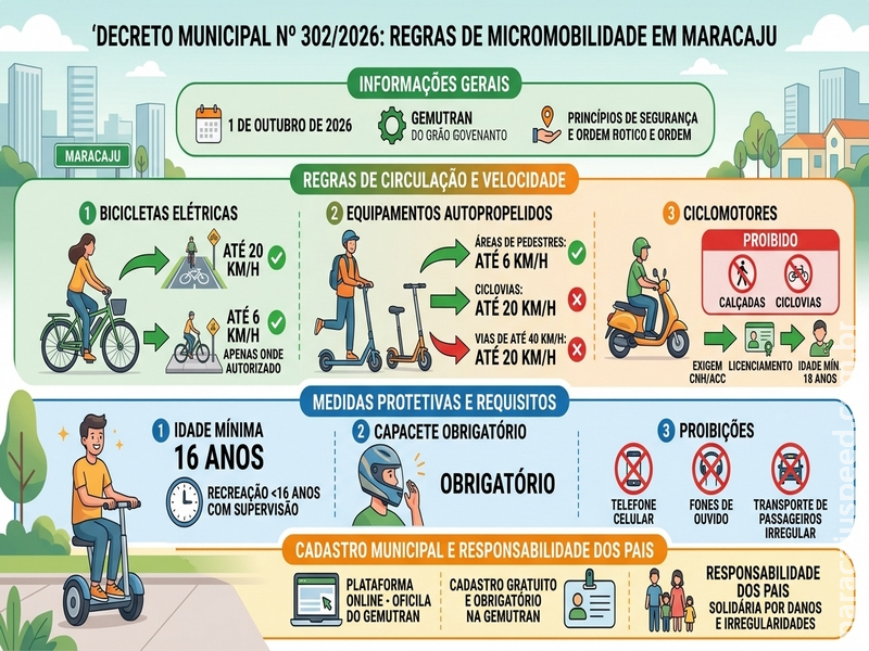 Maracaju Regulamenta Circulação de Bikes Elétricas, Patinetes e Ciclotores com Idade Mínima de 16 Anos