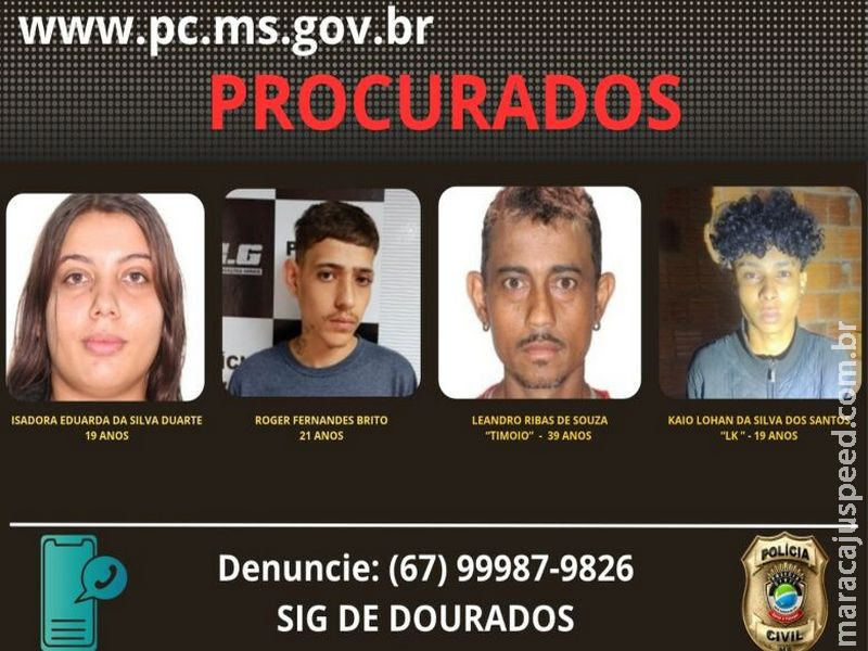 Polícia divulga imagens de foragidos de operação contra guerra entre facções em Dourados 