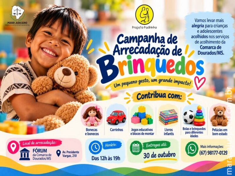 Projeto Padrinho arrecada brinquedos para o Dia das Crianças